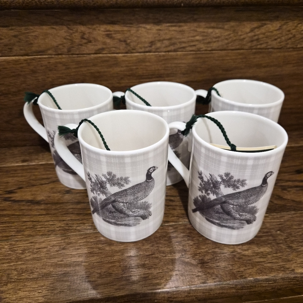 Roy Kirkham Pheasant Fine Bone China Tea Coffee Mug Set Of 5 NWT